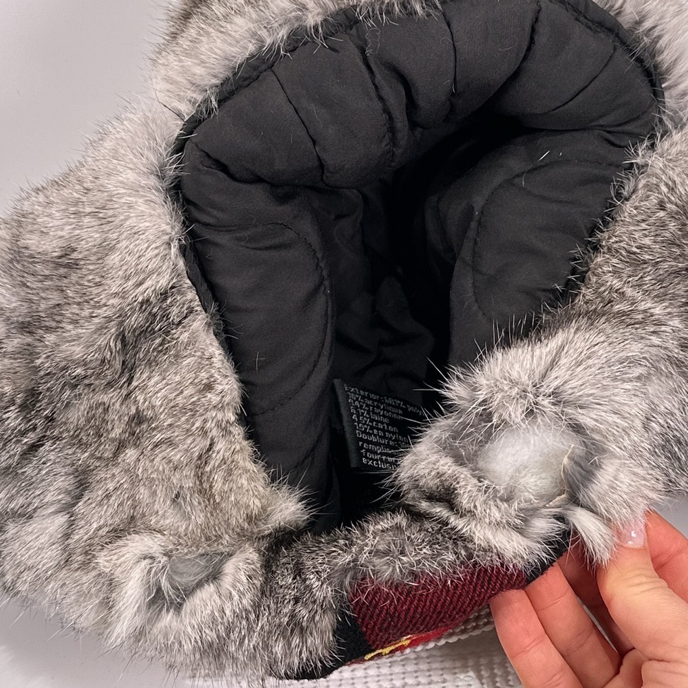 Yukon Tracks Mens Trapper Hat Rabbit Fur Buffalo Plaid Size L - Picture 10 of 13